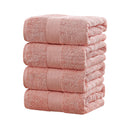 Linenland 4 Piece Cotton Bath Towels Set - Coral - NuSea