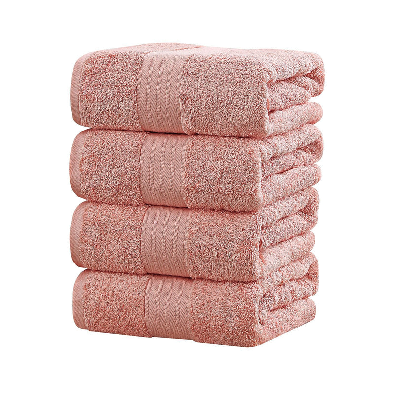 Linenland 4 Piece Cotton Bath Towels Set - Coral - NuSea