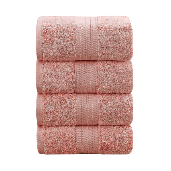 Linenland 4 Piece Cotton Bath Towels Set - Coral - NuSea