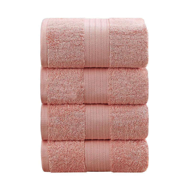 Linenland 4 Piece Cotton Bath Towels Set - Coral - NuSea