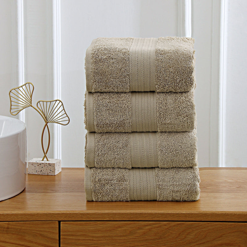 Linenland 4 Piece Cotton Bath Towels Set - Sandstone - NuSea
