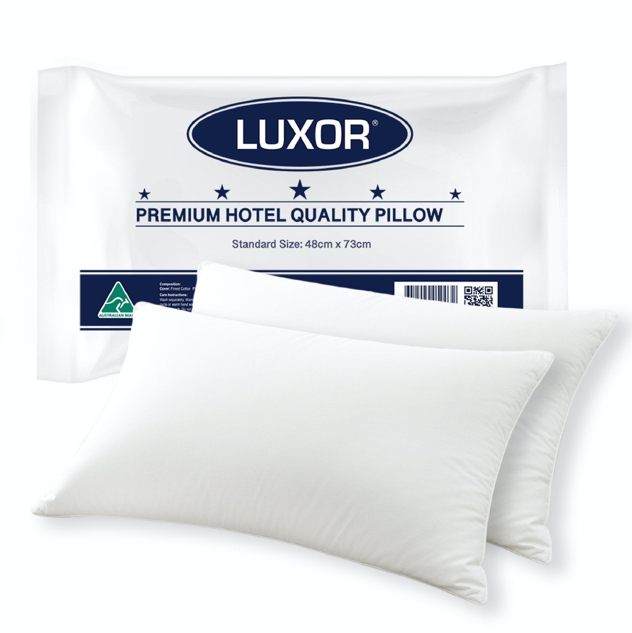 Luxor Australian Made Hotel Quality Pillow Standard Size Twin Pack - NuSea