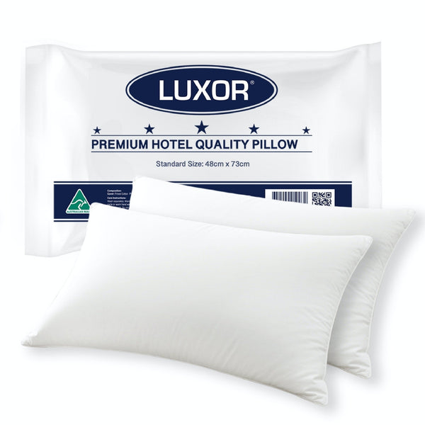 Luxor Australian Made Hotel Quality Pillow Standard Size Twin Pack - NuSea