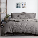 luxurious linen cotton quilt cover set queen grey - NuSea