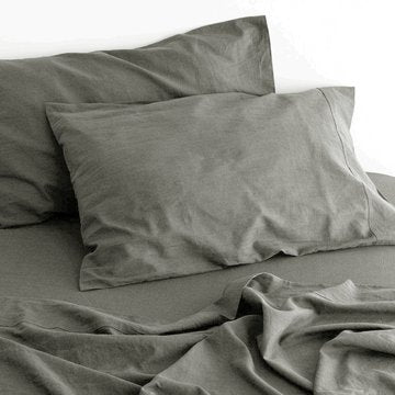 luxurious linen cotton sheet set 1 double grey - NuSea