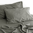 luxurious linen cotton sheet set 1 double grey - NuSea