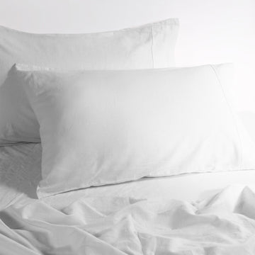 luxurious linen cotton sheet set 1 king single white - NuSea