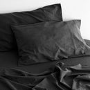 luxurious linen cotton sheet set 1 mega queen charcoal - NuSea