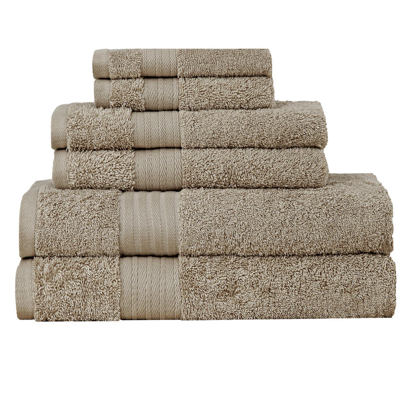 Luxury 6 Piece Soft and Absorbent Cotton Bath Towel Set - Sandstone - NuSea