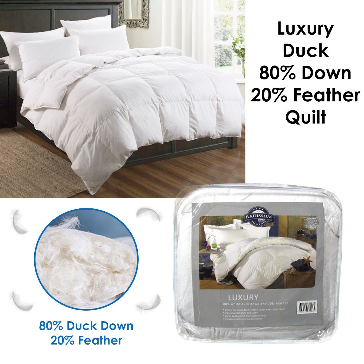 Luxury Duck 80% Down 20% Feather Quilt King - NuSea