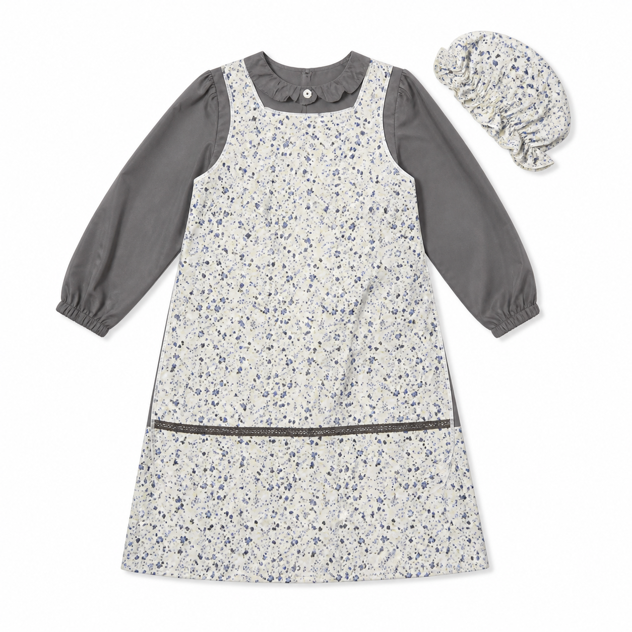 Kids’ Grandma Costume – Floral Dress & Bonnet white background product image