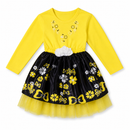 Kids’ Yellow Music Girl Floral Dress Costume white background product image