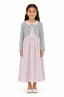 Kids’ Floral Grandma Dress Costume – Grey Jacket Look white background product image