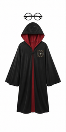 Kids’ Black & Red Hooded Robe Costume white background product image