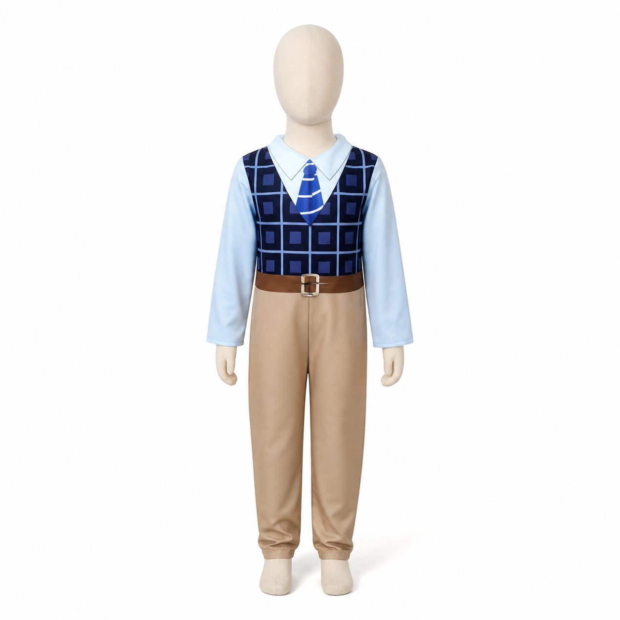 Kids’ Blue Grandpa Jumpsuit Costume white background product image
