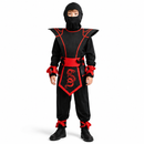 Kids’ Red Ninja Assassin Costume – Hooded Dragon Armour Set white background product image
