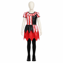 Kids’ Red & Black Jester Girl Dress Costume white background product image