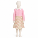 Kids’ Floral Old Lady Costume – Dress with Pink Cardigan white background product image