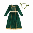 Kids’ Green Ogre Princess Costume – Dress & Ear Headband white background product image