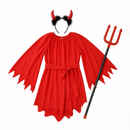 Kids’ Red Devil Girl Costume – Dress & Horns white background product image