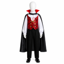 Kids’ Vampire Boy Costume – Cloak, Vest Top & Pendant white background product image