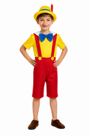 Kids’ Wooden Puppet Costume – Jumpsuit, Hat & Nose white background product image