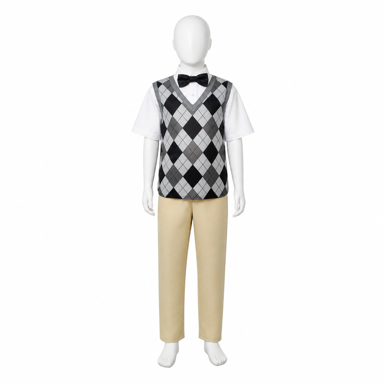 Kids’ Argyle Grandpa Vest Costume – Top & Pants white background product image