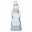 Kids’ Blue Pioneer Maid Costume – Dress, Apron & Bonnet white background product image