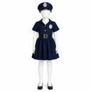 Kids’ Navy Police Girl Costume – Dress, Hat & Belt white background product image
