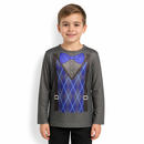 Kids’ Grandpa Costume Shirt – Grey Printed Cardigan Look white background product image