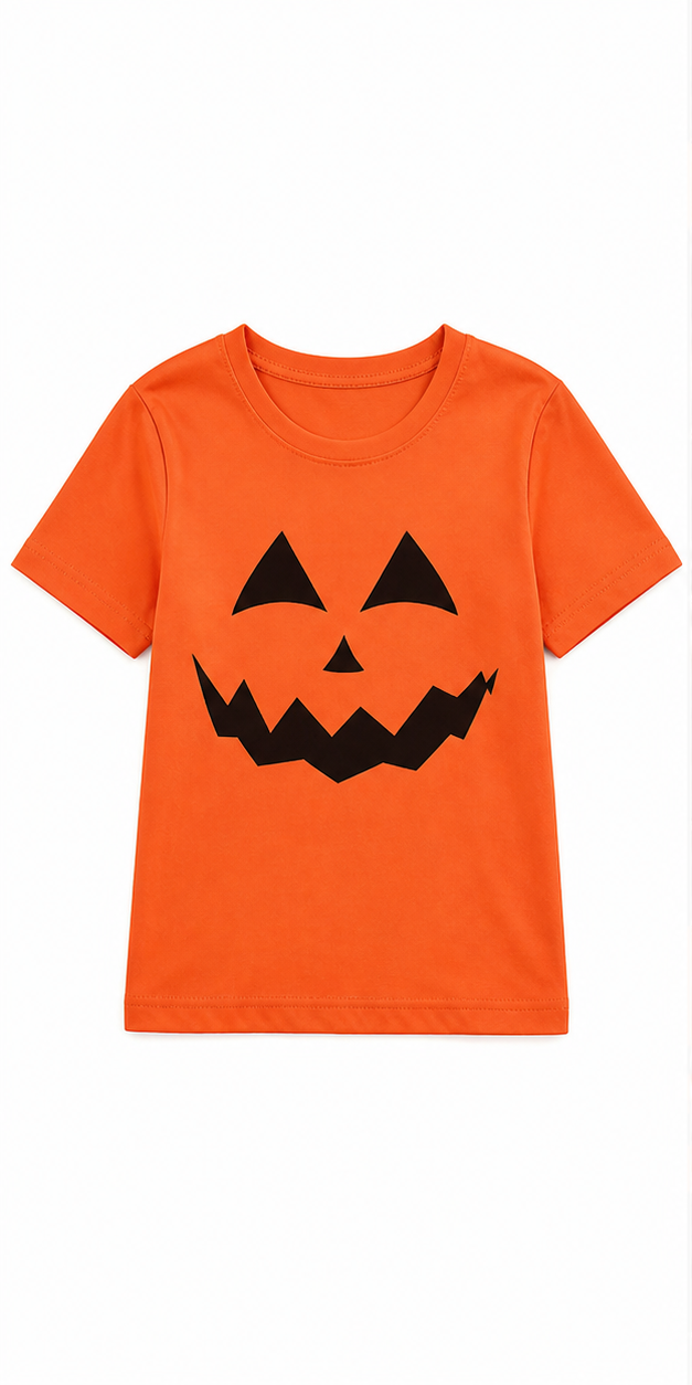 Kids’ Orange Pumpkin Costume Top white background product image
