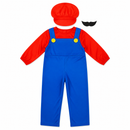 Kids’ Red Plumber Costume – Hat, Moustache & Jumpsuit white background product image