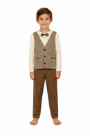 Kids’ Brown Grandpa Costume – Vest-Look Top & Pants white background product image
