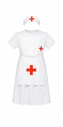 Kids’ Nurse Costume – Dress, Apron & Headpiece white background product image