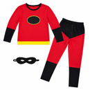 Kids’ Red Superhero Costume – Top, Pants & Mask white background product image