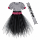 Kids’ Zombie Prom Queen Costume – Dress & Sash white background product image