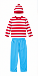 Kids’ Red & White Stripe Boy Costume Set white background product image