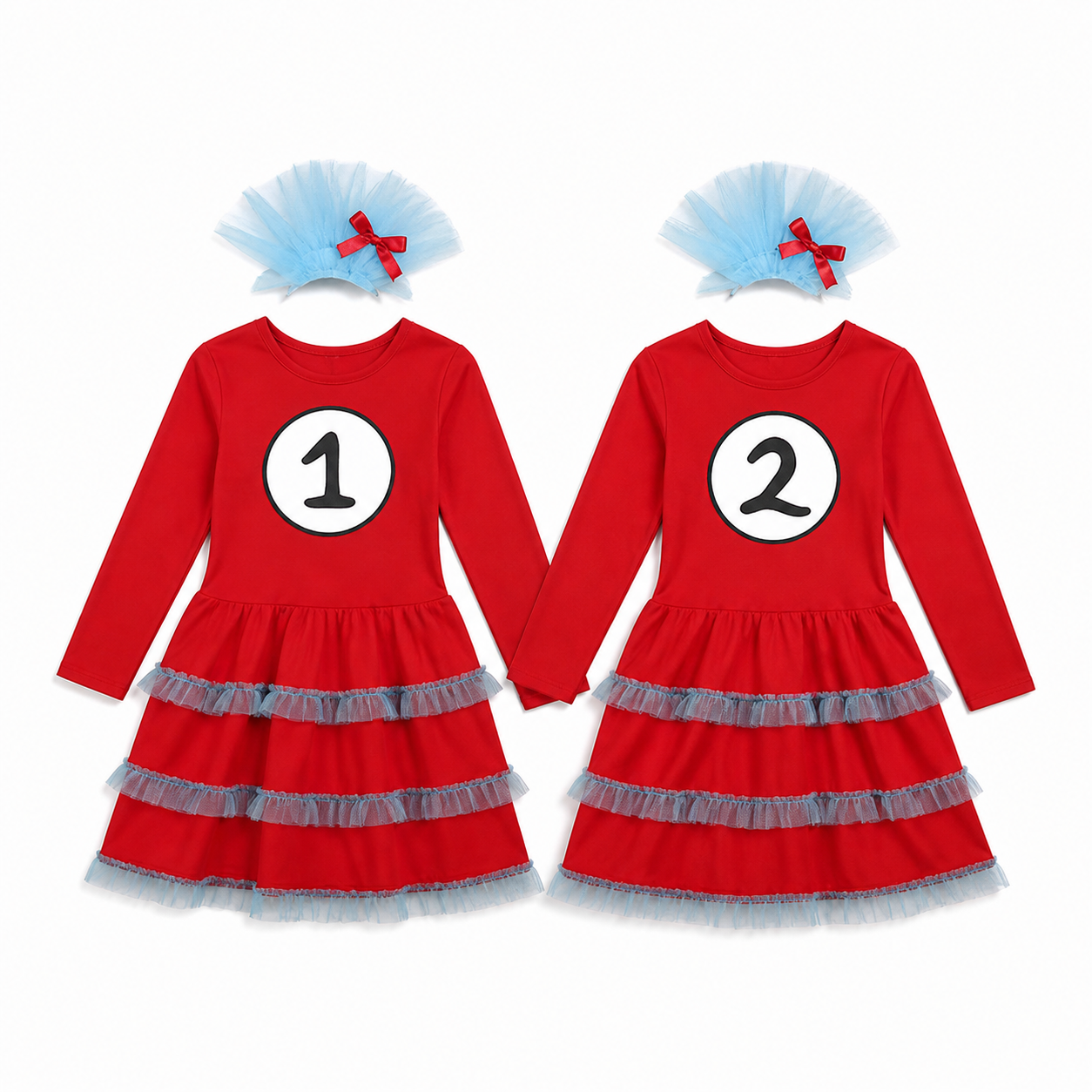 Kids’ Red Character 1 & 2 Girl Costume white background product image