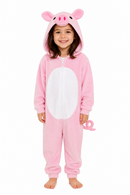 Kids’ Pink Pig Onesie Costume – Hooded Jumpsuit with Tail white background product image