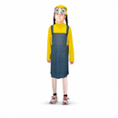 Kids’ Worker Girl Costume – Yellow Hat, Goggles & Dress white background product image