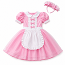 Kids’ Pink Princess Dress Costume with Hairpiece white background product image