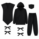 Kids’ Black Ninja Costume – Seven-Piece Set white background product image