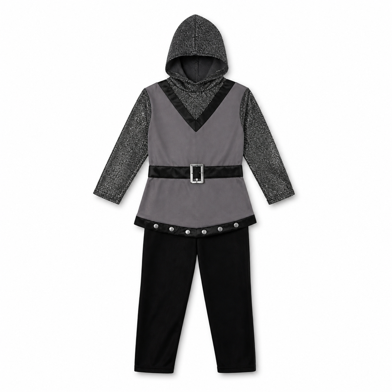 Kids’ Grey Medieval Knight Costume Set white background product image