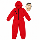 Kids’ Red Robber Costume – Jumpsuit & Mask white background product image
