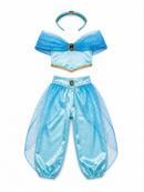 Kids’ Blue Arabian Princess Costume – 3 Piece Set white background product image