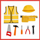 Kids’ Builder Costume & Toy Tool Set – Age 7–9 white background product image