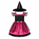 Kids’ Pink & Black Witch Costume – Dress & Hat white background product image