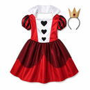Kids’ Red Queen Costume – Heart Dress & Crown white background product image