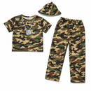 Kids’ Camouflage Army Costume – Hat, Top & Pants white background product image