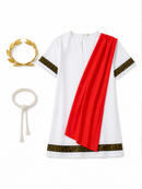 Kids’ Roman Emperor Costume – Robe, Sash & Laurel white background product image